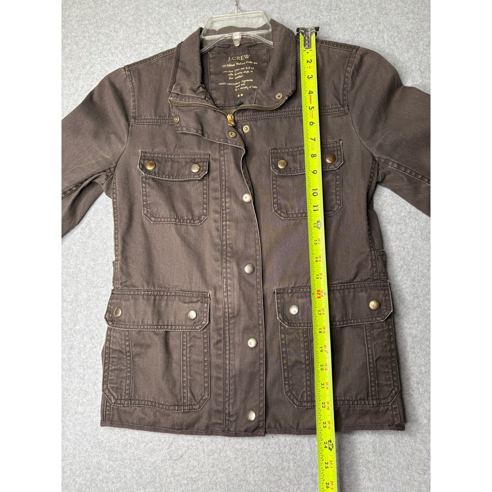 J.Crew Relaxed Boyfriend Field Jacket Brown Utility Cargo Coat Women XS - Picture 4 of 8